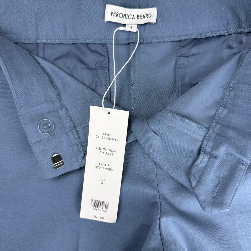 New VERONICA BEARD Jaya Kick-Flare Crop Pants in Hydrangea Blue - Picture 6 of 6